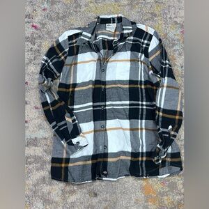Dickies Women's Black and White Plaid Shirt